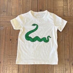 Mini rodini green snake print ivory short sleeve tee 5-7 years nwot